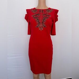 Elegant Red Embroidered Dress